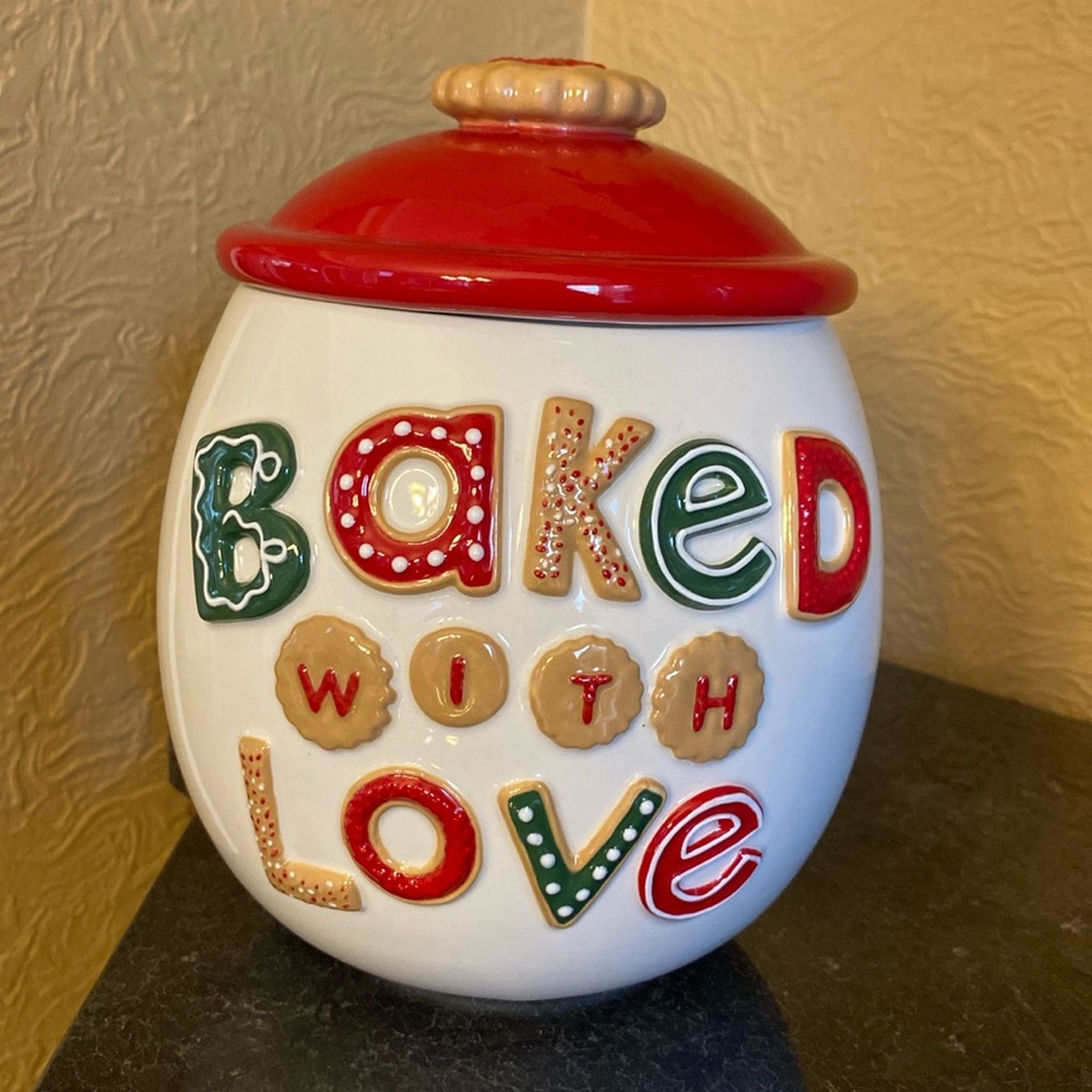 HALLMARK Holiday Baked With Love Ceramic Cookie Jar. NWOT